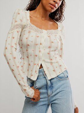 🆕 FREE PEOPLE  Lets Party Cardi-Print / Tea Combo